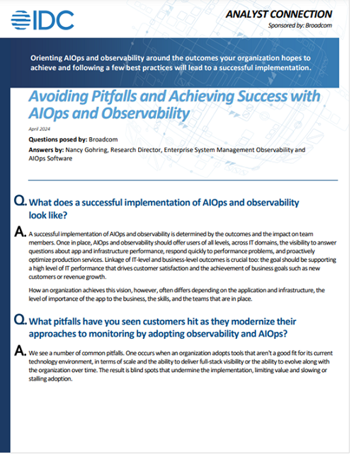 IDC, Avoiding Pitfalls and Achieving Success with AIOps and Observability